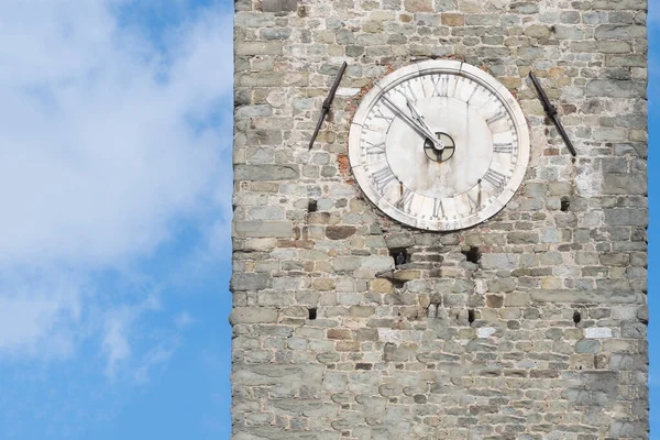 Analog Clock Tower Stone Castle — Stock Photo, Image