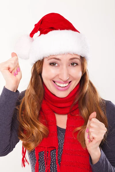 Kerstmis vrouw geïsoleerd op witte achtergrond. — Stockfoto