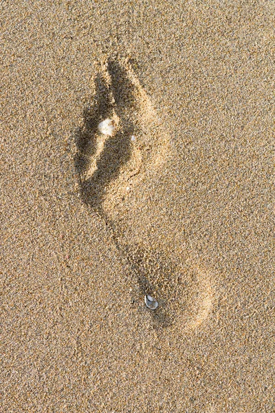Menschlicher Fußabdruck am Strand. — Stockfoto
