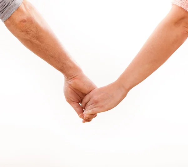 Holding hands couple on white background. — Stock Photo, Image