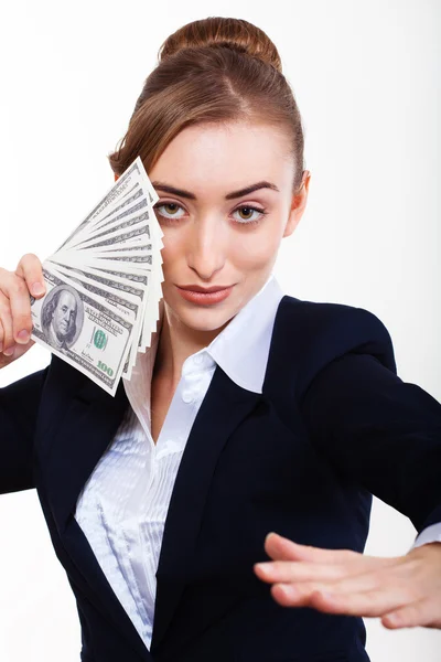 Žena hospodářství peníze. koncept peněz — Stock fotografie