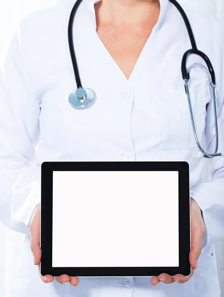 Doktor pracovat s počítačem tablet, — Stock fotografie