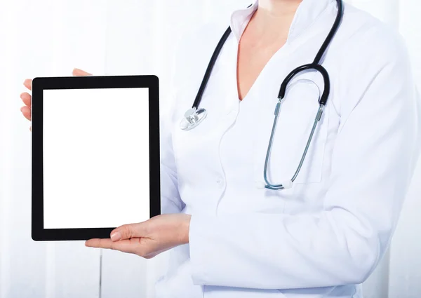 Doktor pracovat s počítačem tablet, — Stock fotografie