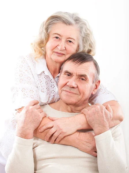 Closeup portret van de bejaarde echtpaar glimlachen — Stockfoto