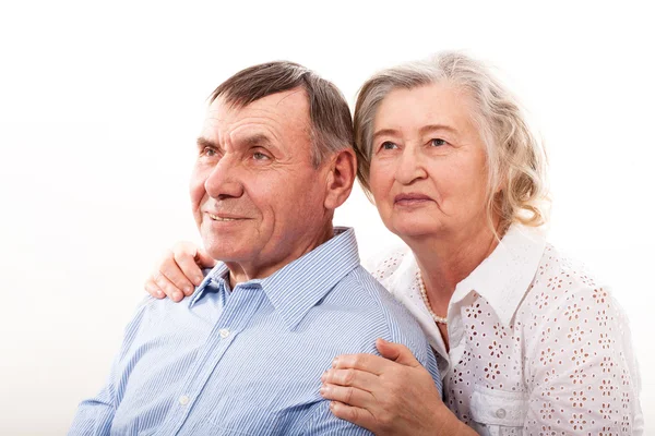 Närbild porträtt av leende äldre par — Stockfoto