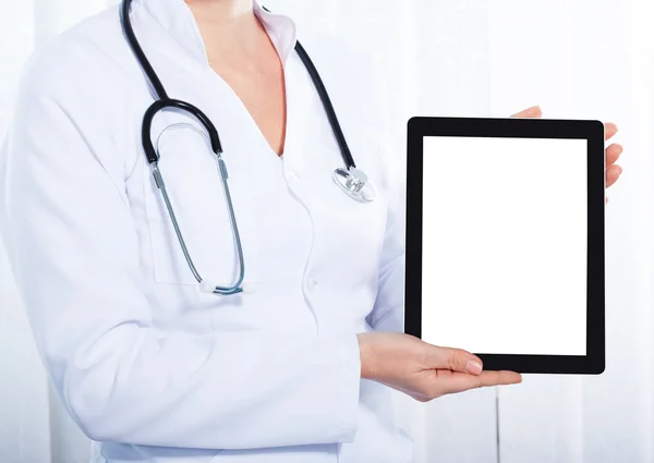 Doktor pracovat s počítačem tablet, — Stock fotografie