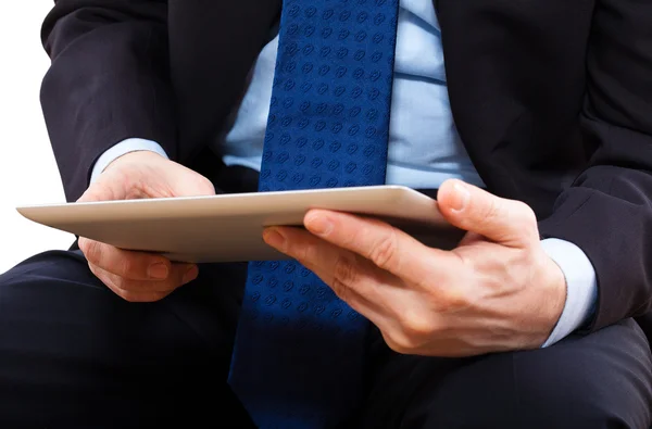 Portrait of young man holding tablet — Stock Photo, Image