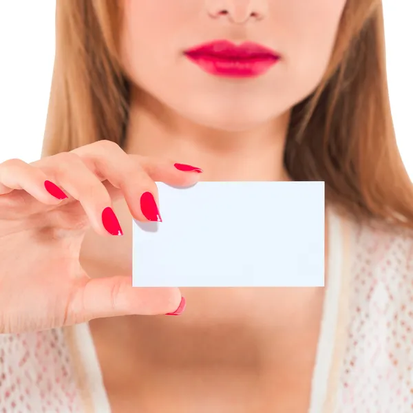 Mano de mujer aislada sobre fondo blanco — Foto de Stock