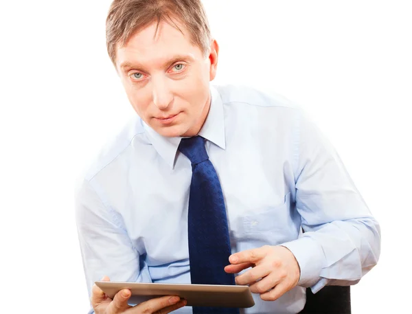 Portrait businessman holding tablet pc — Stock Photo, Image
