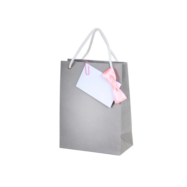 Bolsa de papel con tarjeta de regalo . —  Fotos de Stock
