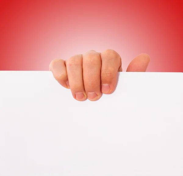 Hand, papper, reklam — Stockfoto