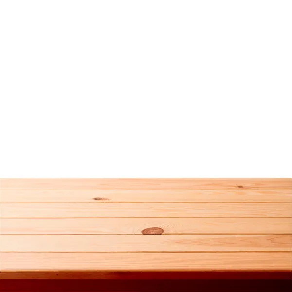Mesa de madeira vazia no fundo branco — Fotografia de Stock