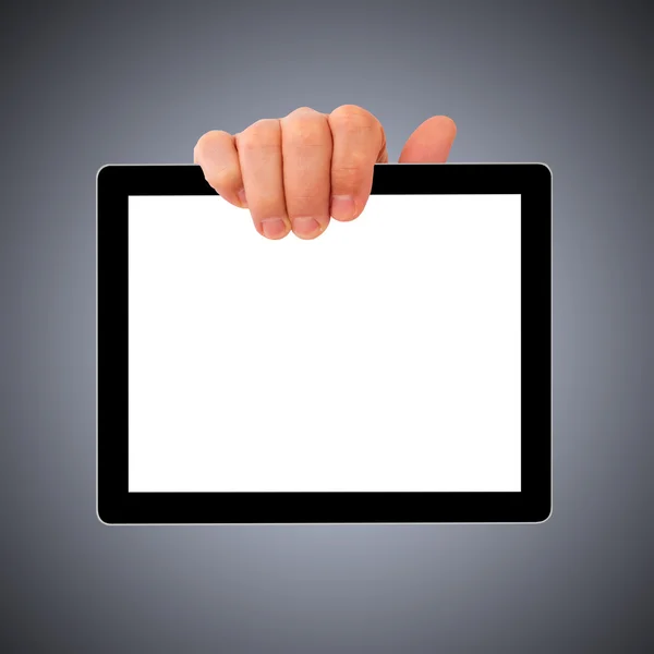 Tablet PC digitale con mano uomo d'affari . — Foto Stock