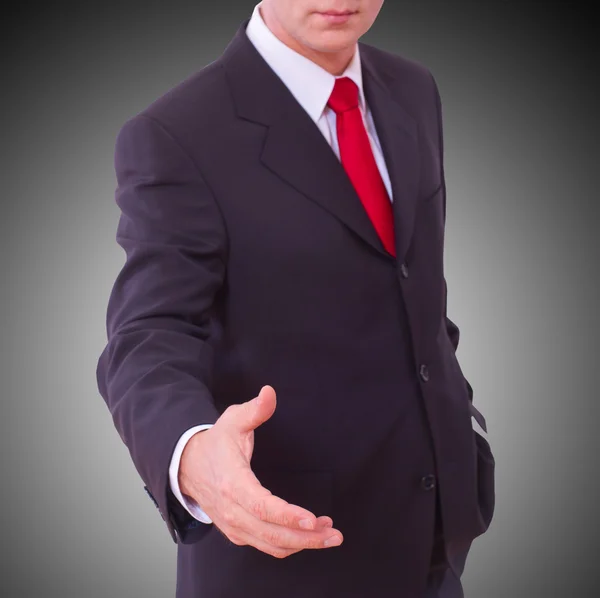 Business man with an open hand — Stock Photo, Image