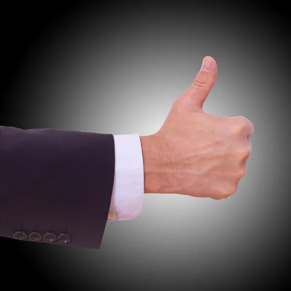 Podnikatel ukazující ruka znamení úspěchu, — Stock fotografie