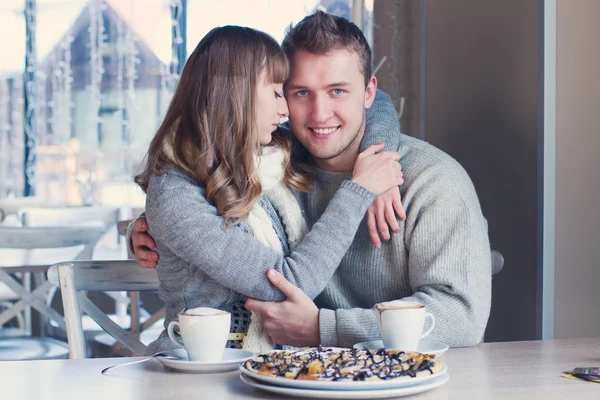 Man and Woman in cafe — Stock Photo, Image