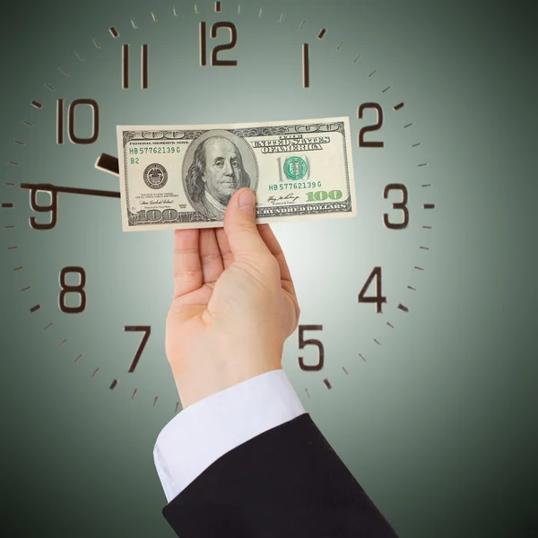 Businessman giving money cash dollars in the hands — Stock Photo, Image