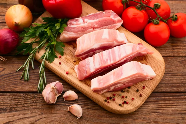 Sliced ​​pieces of raw Meat for barbecue — Stock Photo, Image