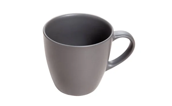 Grauer Becher, Tasse isoliert auf weißem Hintergrund — Stockfoto