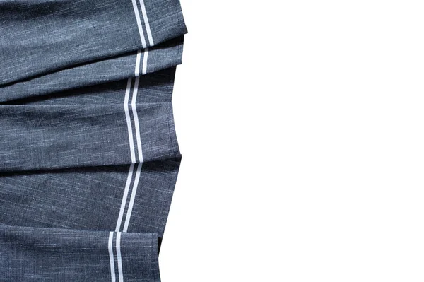 Niebieska Serwetka Obrus Tekstura Tkaniny Zagiętymi Fałdami Wyizolowanymi Biało Widok — Zdjęcie stockowe