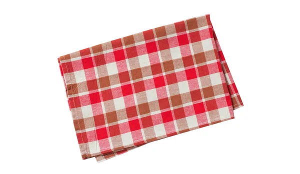 Guardanapo Vermelho Nablecloth Toalhas Prato Isoladas Branco Vista Superior — Fotografia de Stock