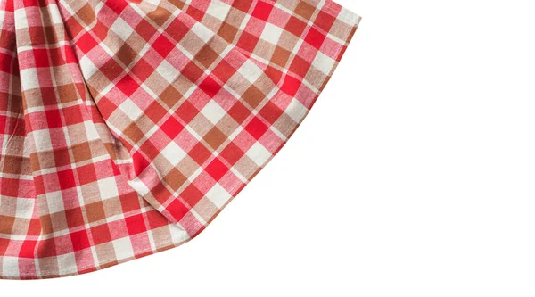 Röd Servett Nablecloth Maträtt Handdukar Med Veck Isolerad Vitt Ovanifrån — Stockfoto