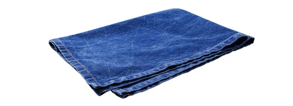蓝色餐巾纸 耐洗布 盘子毛巾隔离在白色 顶部视图 — 图库照片
