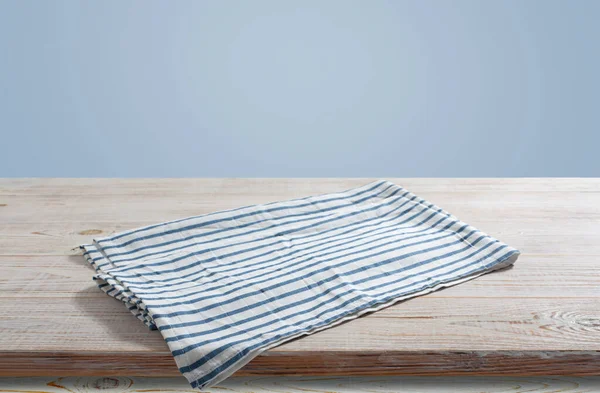 Empty Tablecloth Wooden Table Perspective Selective Focus — Stock Photo, Image