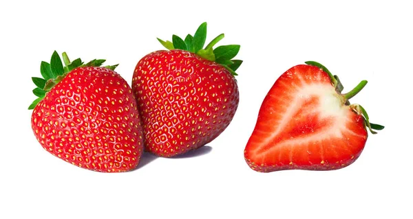 Fresas Frescas Maduras Fueron Colocadas Sobre Fondo Blanco —  Fotos de Stock