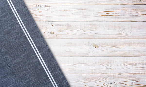 Smooth Blue Tablecloth Napkin Rough Fabric Texture Wooden Desk Top — ストック写真