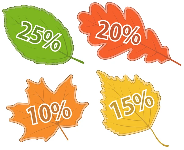 Conjunto de hojas otoñales con valores de descuento — Archivo Imágenes Vectoriales