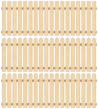 Üç ahşap çitler, kesintisiz bir dizi