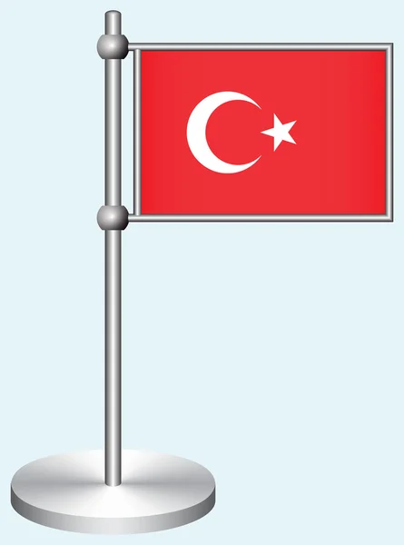 Bandera de Turquía con soporte de metal Vector de stock