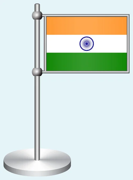 Bandera de la India con soporte de metal — Archivo Imágenes Vectoriales