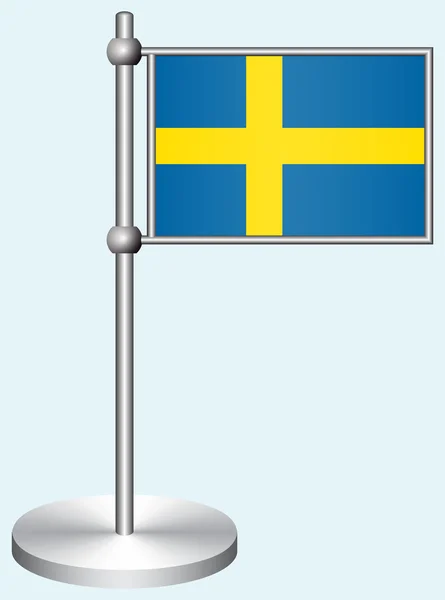 Bandera de Suecia con soporte de metal — Vector de stock