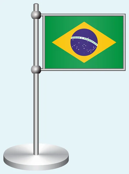 Bandeira do Brasil com suporte de metal — Vetor de Stock