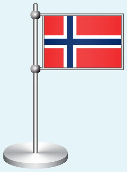 Bandeira da Noruega com suporte de metal — Vetor de Stock