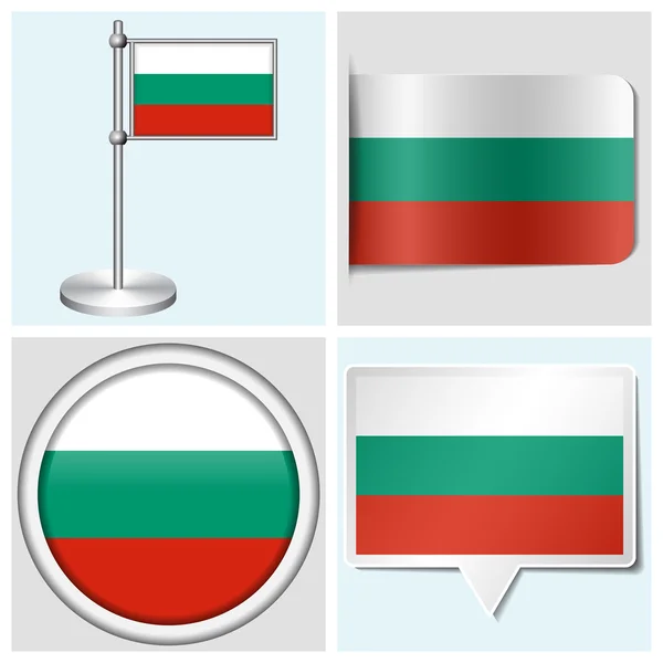 Vlag van Bulgarije - instellen van verschillende sticker, button, label en flagstaff — Stockvector