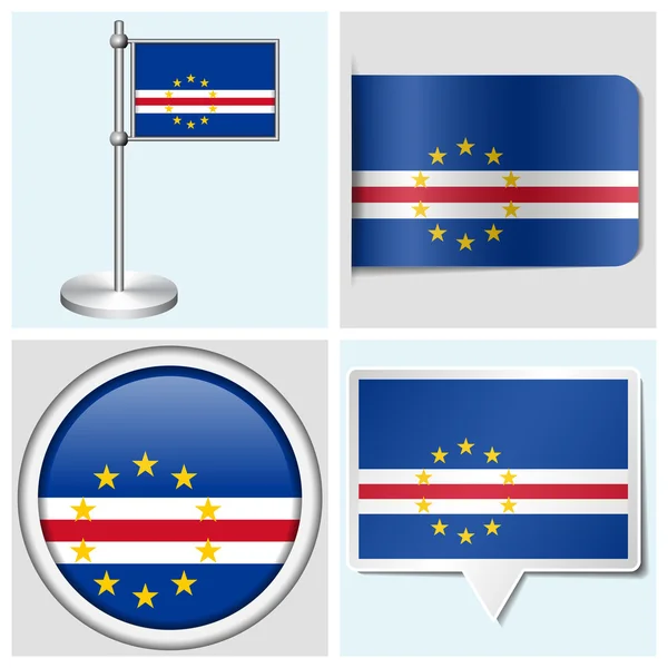 cape verde bayrak - çeşitli etiket, düğme, etiket ve flagstaff kümesi