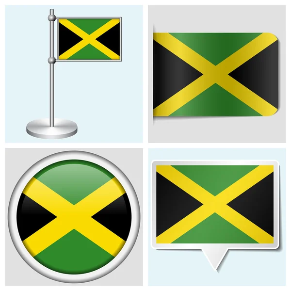 Bandera de Jamaica - conjunto de varias pegatinas, botones, etiquetas y personal insignia — Archivo Imágenes Vectoriales