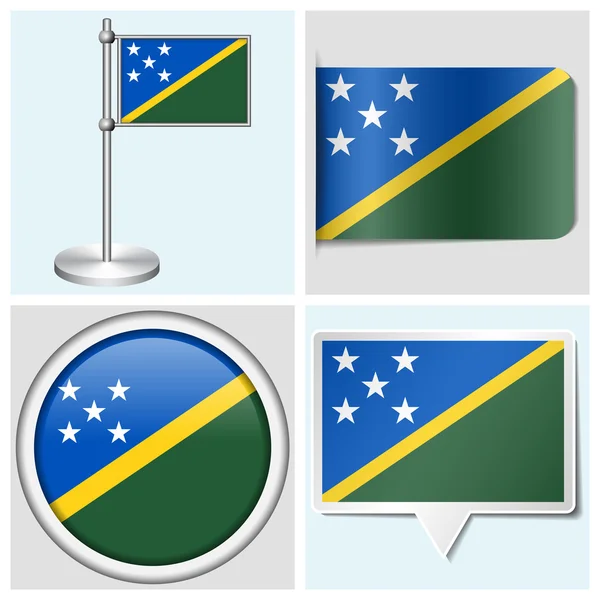 Îles Salomon - ensemble de divers autocollants, boutons, étiquettes et drapeaux — Image vectorielle