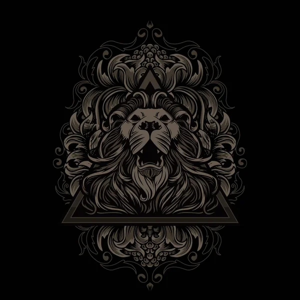 Klasik aslan başı vektör illüstrasyonu