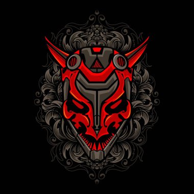 Mistik fantezi oni baş vektör çizimi