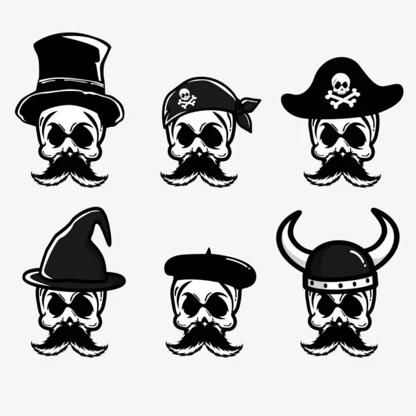 Crâne Pirate Croix Icône Ensemble — Image vectorielle