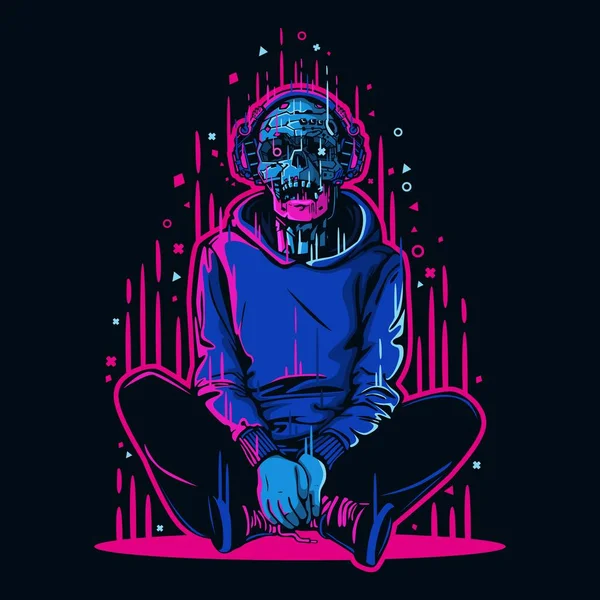 Cyberpunk cyborg character vector illustration