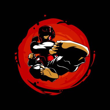 Vector illustration of karate athlete doing a kick