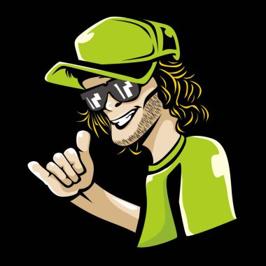 Şapka takan bir adamın vektör çizimi