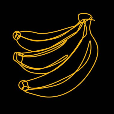 Yellow banana vector lineart illustration