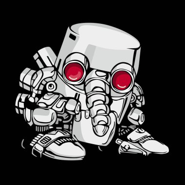 Retro robot game vector illustration