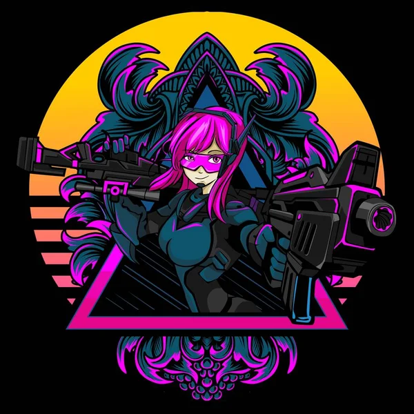 illustration of female agent at gun point